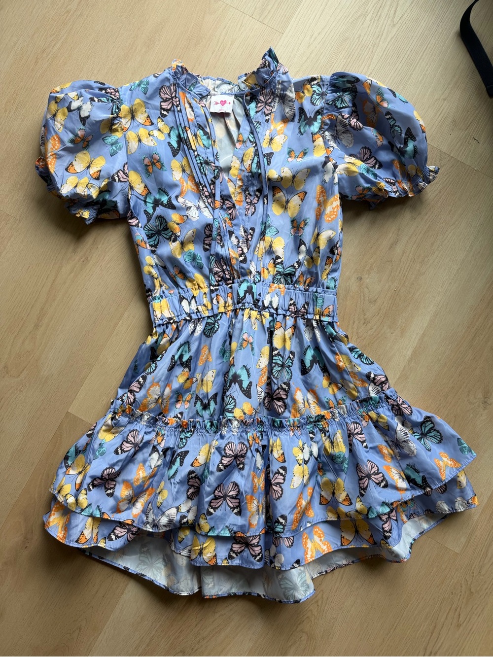 Buddy Love Lavender Butterfly Print Puff Sleeve Dress